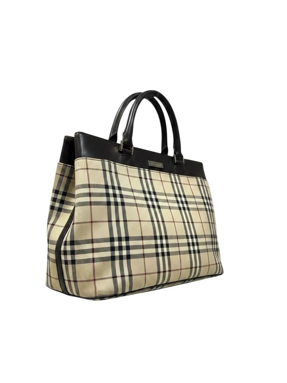 Burberry Nova Check Canvas & Leather Tote Bag | Classic Beige Plaid